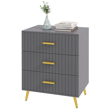 3 Drawer Cabinet, Bedroom Chest of Drawers, Aluminium Legs, Dark Grey Storage Cabinets Dark Grey, Gold at Gallery Canada