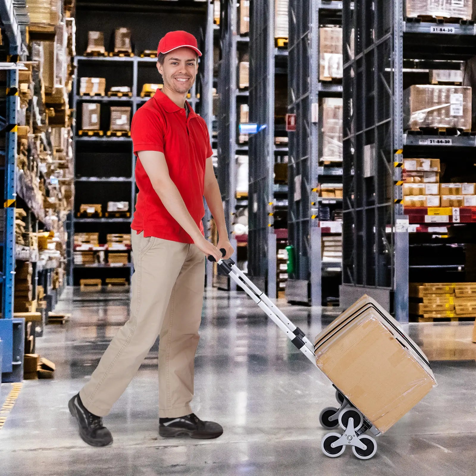 6-Wheels Stair Climber Hand Truck, Heavy Duty Folding Cart, 154lbs Capacity Folding Hand Trucks at Gallery Canada