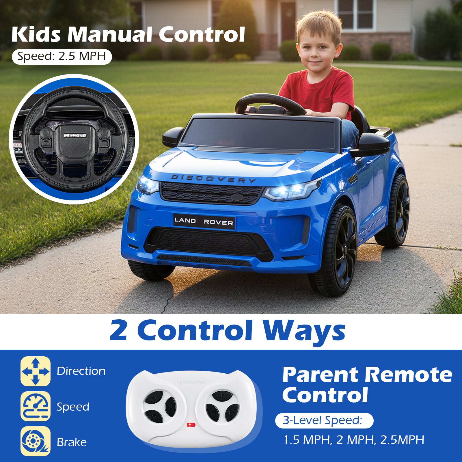 Licensed Land Rover Kids Ride on Car 12V Battery Powered Kids Electric Car, Navy Powered Ride On Toys at Gallery Canada