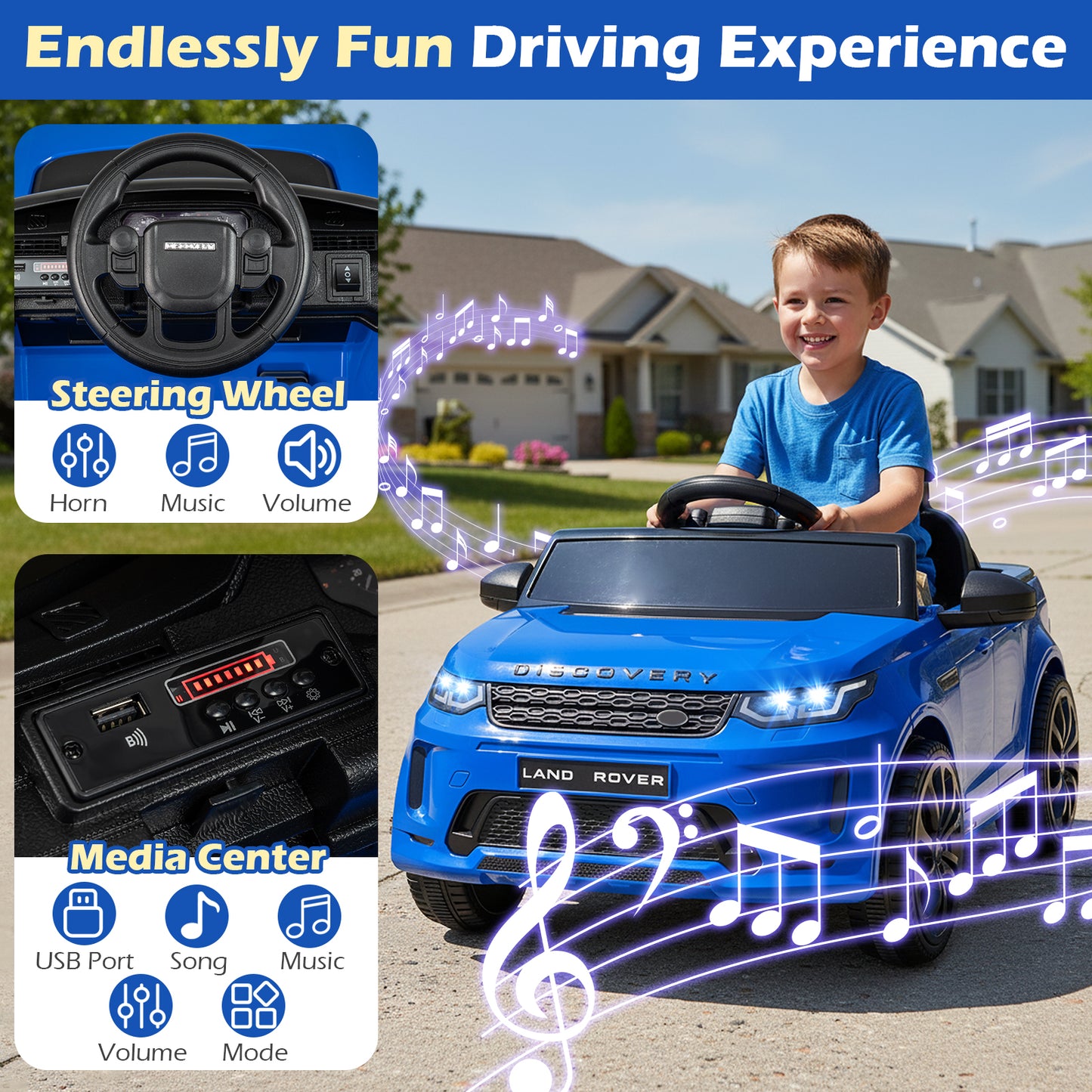 Licensed Land Rover Kids Ride on Car 12V Battery Powered Kids Electric Car, Navy Powered Ride On Toys at Gallery Canada