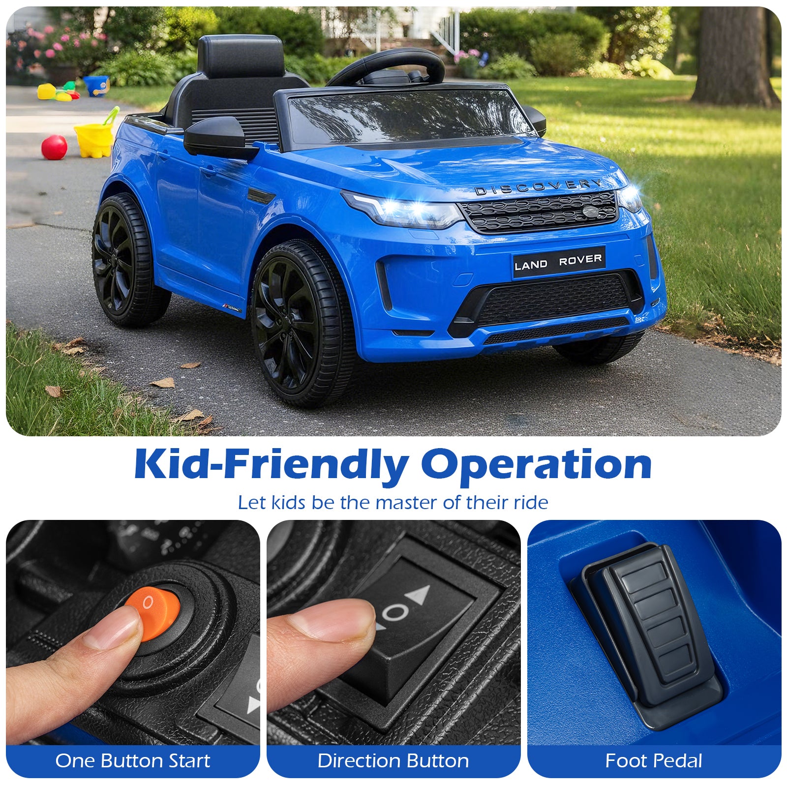 Licensed Land Rover Kids Ride on Car 12V Battery Powered Kids Electric Car, Navy Powered Ride On Toys at Gallery Canada