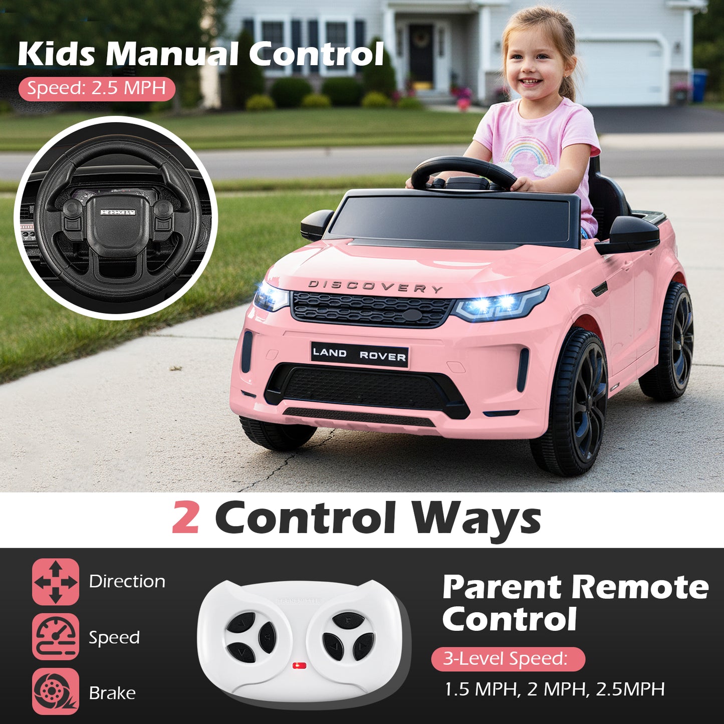 Licensed Land Rover Kids Ride on Car 12V Battery Powered Kids Electric Car, Pink Powered Ride On Toys at Gallery Canada