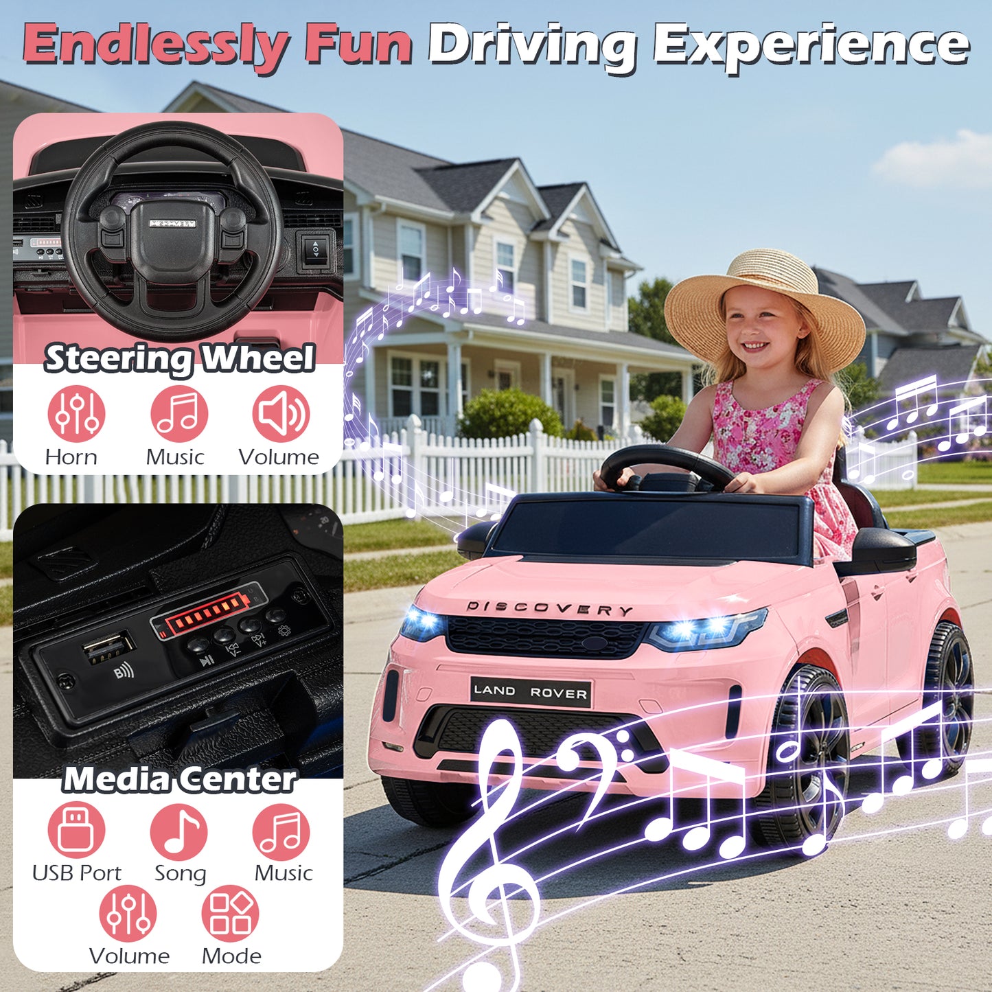 Licensed Land Rover Kids Ride on Car 12V Battery Powered Kids Electric Car, Pink Powered Ride On Toys at Gallery Canada