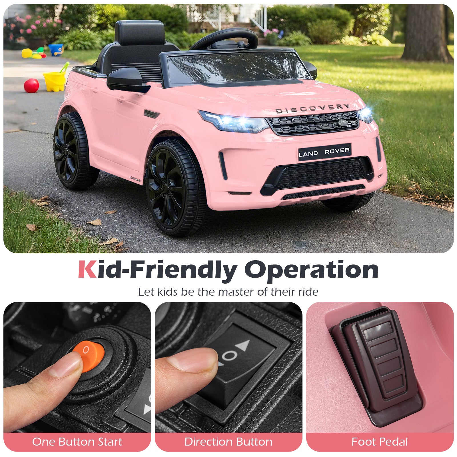 Licensed Land Rover Kids Ride on Car 12V Battery Powered Kids Electric Car, Pink Powered Ride On Toys at Gallery Canada