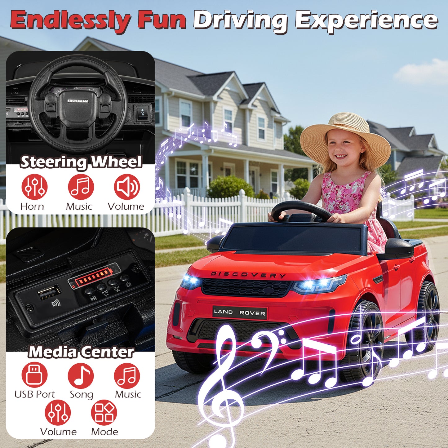 Licensed Land Rover Kids Ride on Car 12V Battery Powered Kids Electric Car, Red Powered Ride On Toys at Gallery Canada