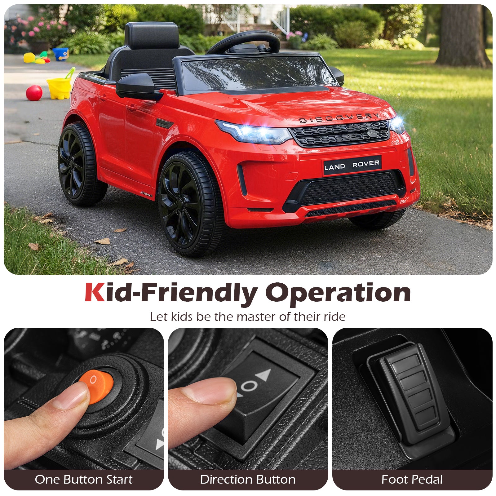 Licensed Land Rover Kids Ride on Car 12V Battery Powered Kids Electric Car, Red Powered Ride On Toys at Gallery Canada