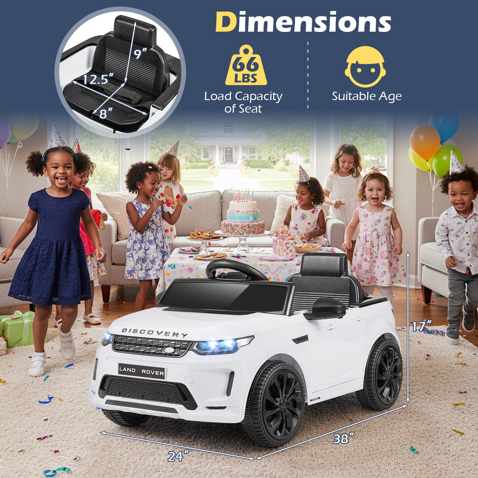 Licensed Land Rover Kids Ride on Car 12V Battery Powered Kids Electric Car, White Powered Ride On Toys at Gallery Canada