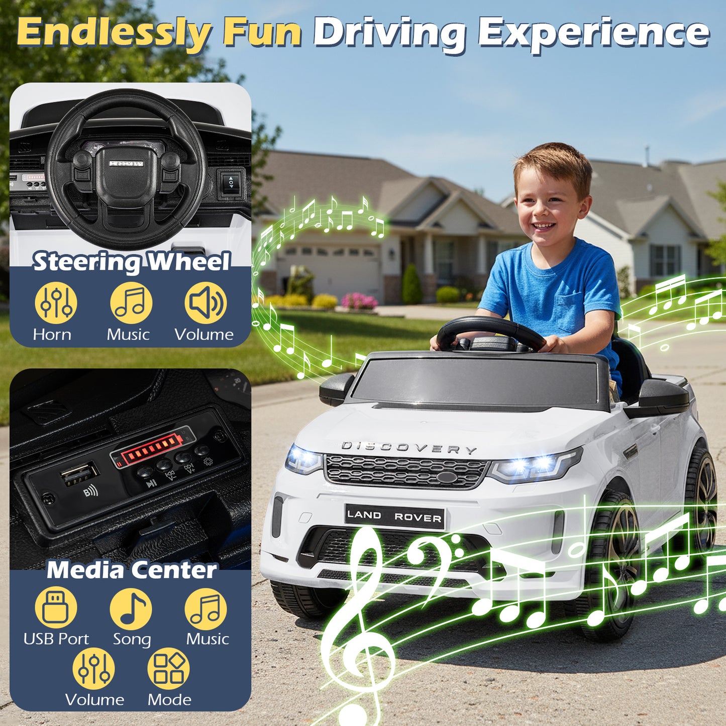 Licensed Land Rover Kids Ride on Car 12V Battery Powered Kids Electric Car, White Powered Ride On Toys at Gallery Canada