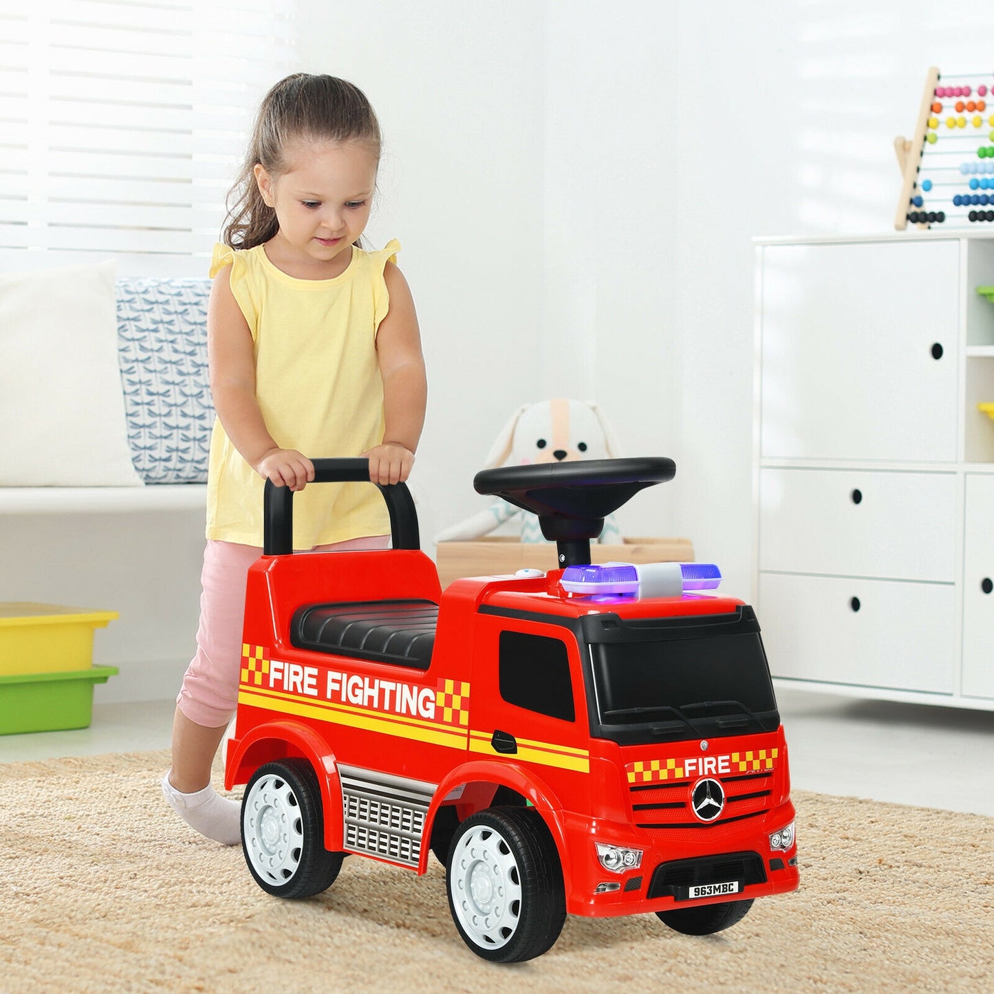 Licensed Mercedes Benz Kids Fire Engine Racer, Red Push & Pedal Ride On Toys at Gallery Canada