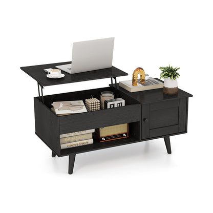 Lift Top Coffee Table With Storage, Hidden Compartment, Black Coffee Tables Black at Gallery Canada