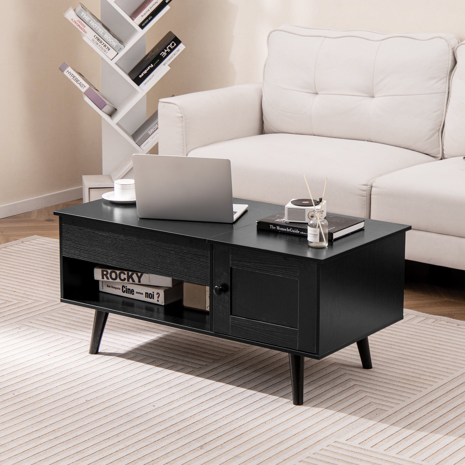 Lift Top Coffee Table With Storage, Hidden Compartment, Black Coffee Tables at Gallery Canada