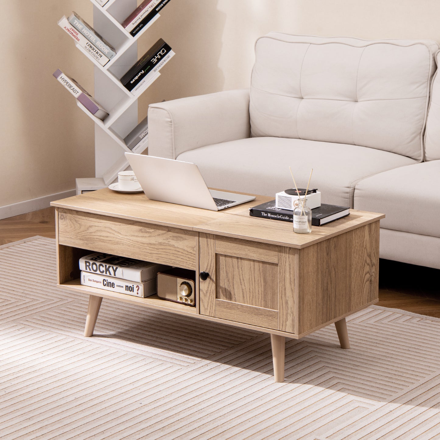 Lift Top Coffee Table, Storage, Hidden Compartment, Natural Coffee Tables at Gallery Canada