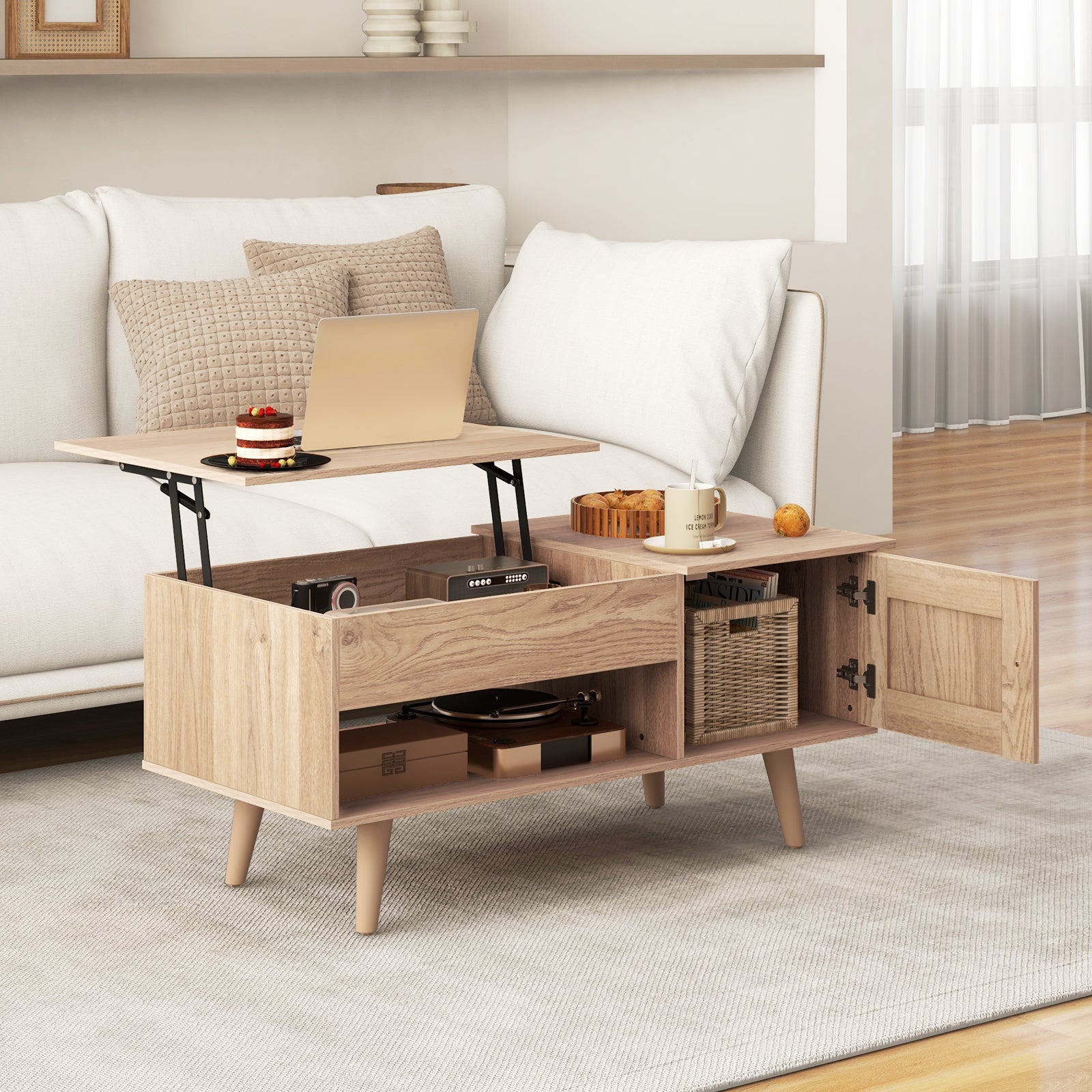 Lift Top Coffee Table, Storage, Hidden Compartment, Natural Coffee Tables at Gallery Canada