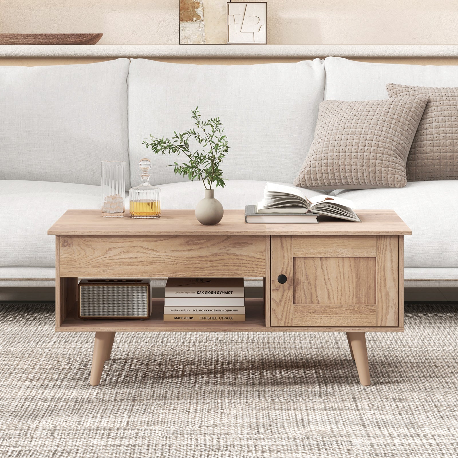 Lift Top Coffee Table, Storage, Hidden Compartment, Natural Coffee Tables at Gallery Canada
