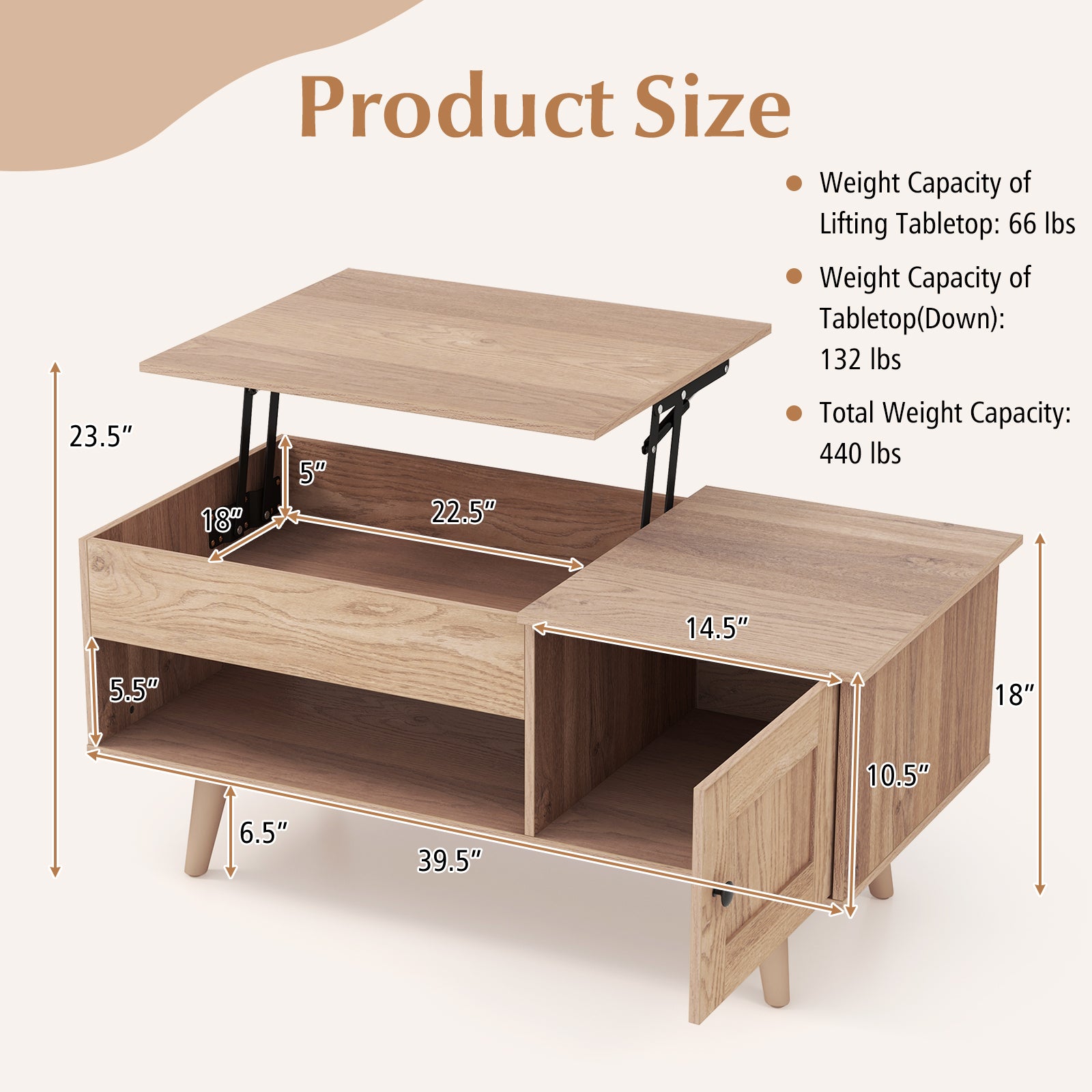 Lift Top Coffee Table, Storage, Hidden Compartment, Natural Coffee Tables at Gallery Canada