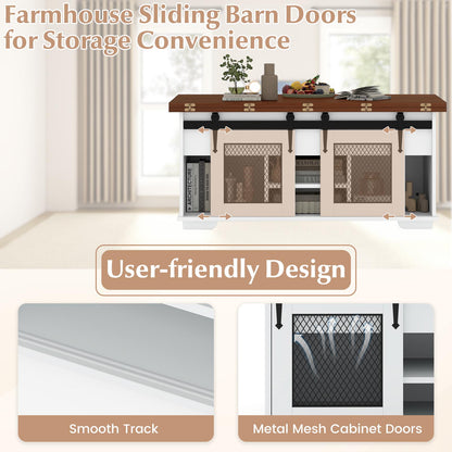 Lift Top Coffee Table with 2 Sliding Barn Doors, Walnut Coffee Tables at Gallery Canada