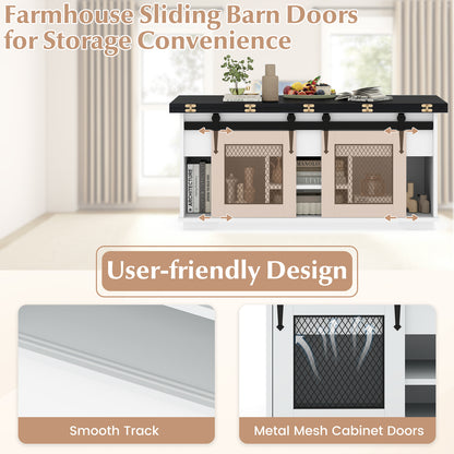Lift Top Coffee Table with 2 Sliding Barn Doors, Black Coffee Tables at Gallery Canada