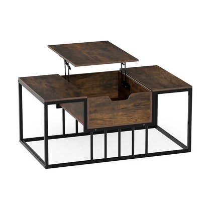 Lift Top Coffee Table with Hidden Storage, Rustic Brown Coffee Tables at Gallery Canada