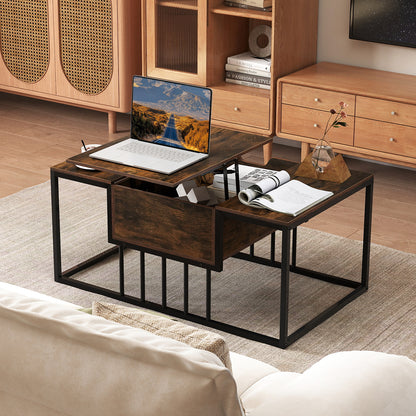 Lift Top Coffee Table with Hidden Storage, Rustic Brown Coffee Tables at Gallery Canada
