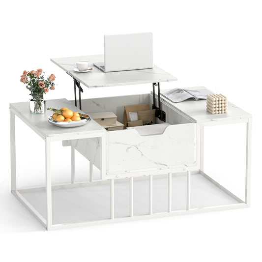 Lift Top Coffee Table With Hidden Storage, White Coffee Tables White at Gallery Canada