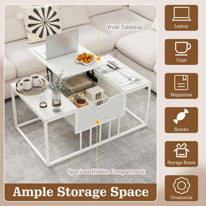 Lift Top Coffee Table With Hidden Storage, White Coffee Tables at Gallery Canada