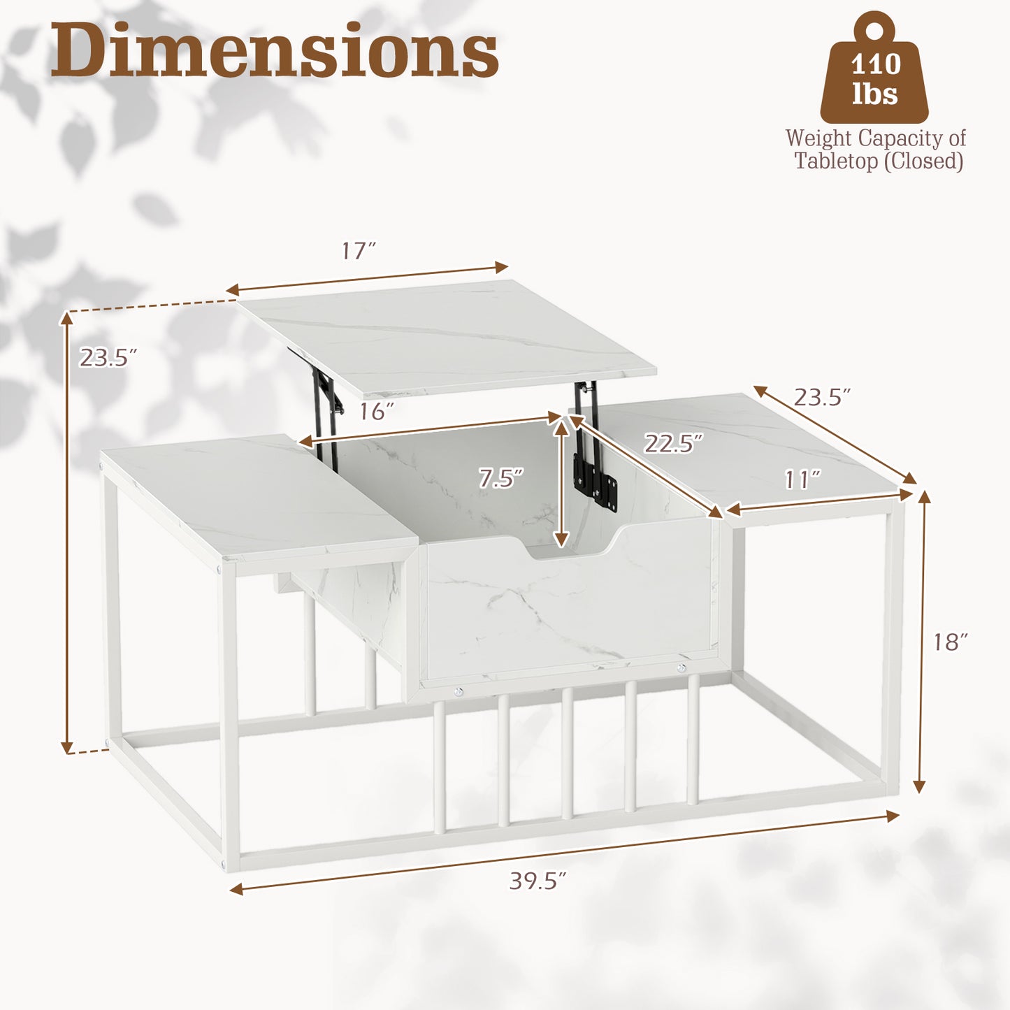 Lift Top Coffee Table With Hidden Storage, White Coffee Tables at Gallery Canada