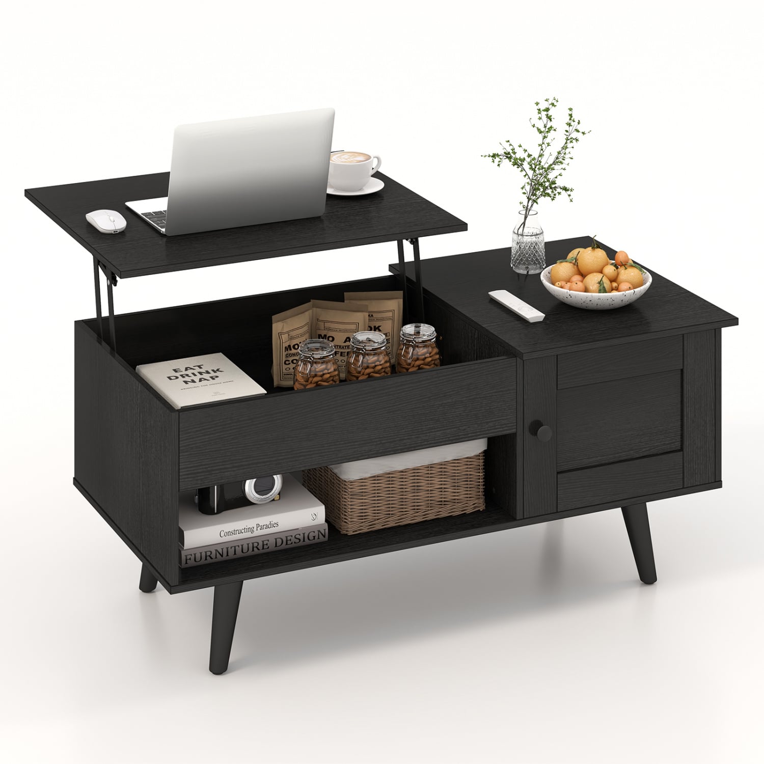 Lift Top Coffee Table With Storage, Hidden Compartment, Black Coffee Tables at Gallery Canada