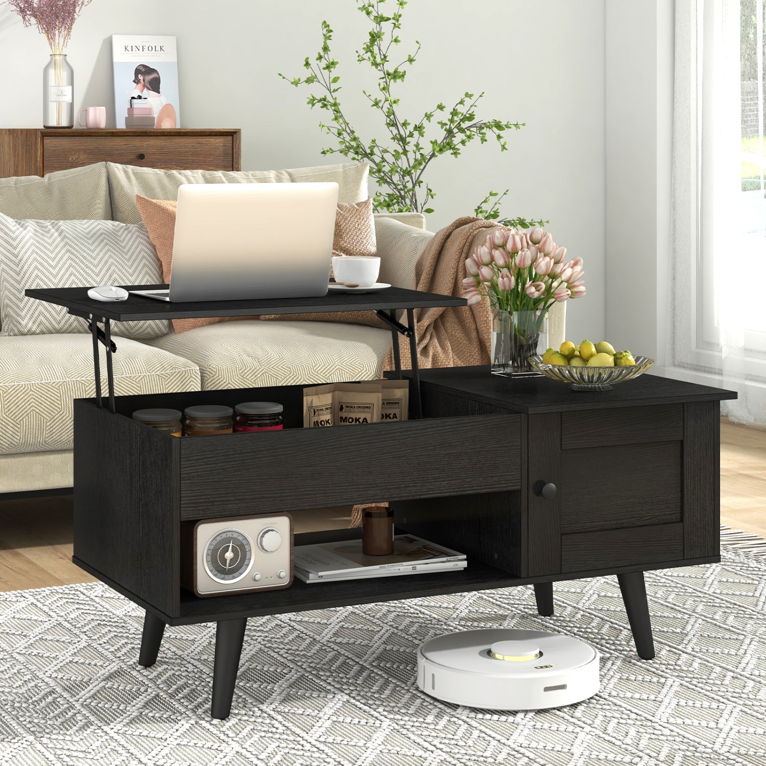 Lift Top Coffee Table With Storage, Hidden Compartment, Black Coffee Tables at Gallery Canada