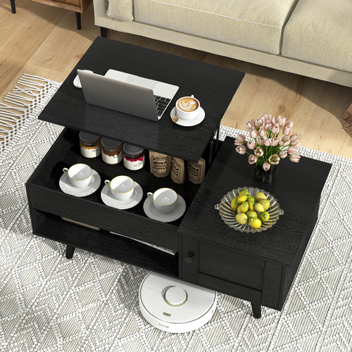 Lift Top Coffee Table With Storage, Hidden Compartment, Black