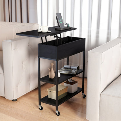 Lift Top End Table With Charging Station, Black