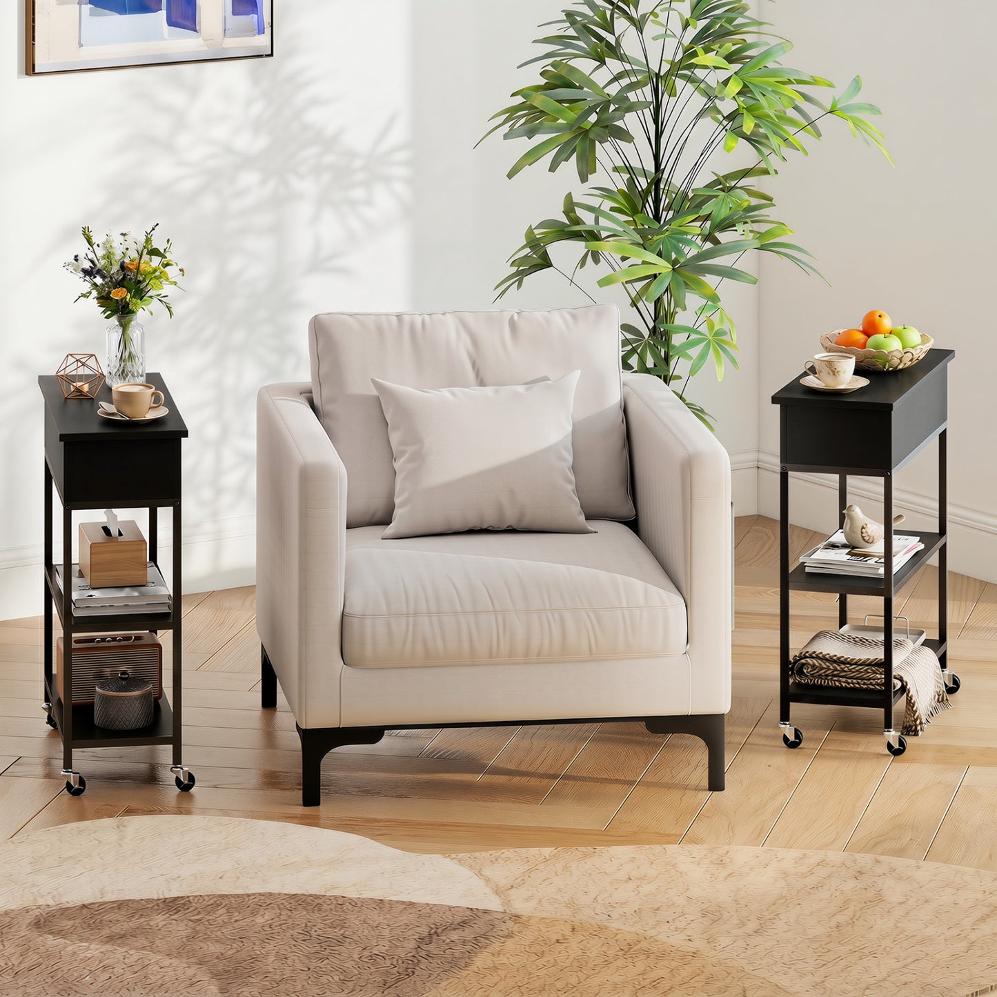 Lift Top End Table With Charging Station, Black End & Side Tables at Gallery Canada