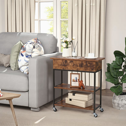 Lift Top End Table, Charging Station, Universal Wheels, Rustic Brown End & Side Tables at Gallery Canada