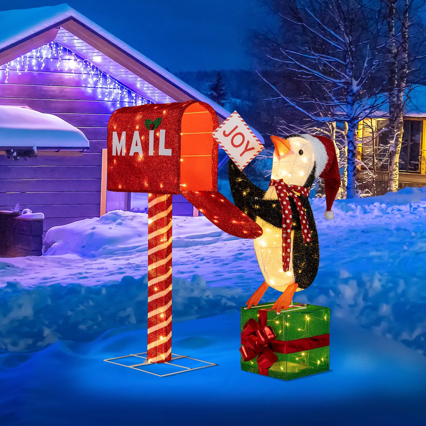Lighted Christmas Mailbox, Penguin 3D Pre-Lit Holiday Decoration Christmas Decor & Accessories at Gallery Canada