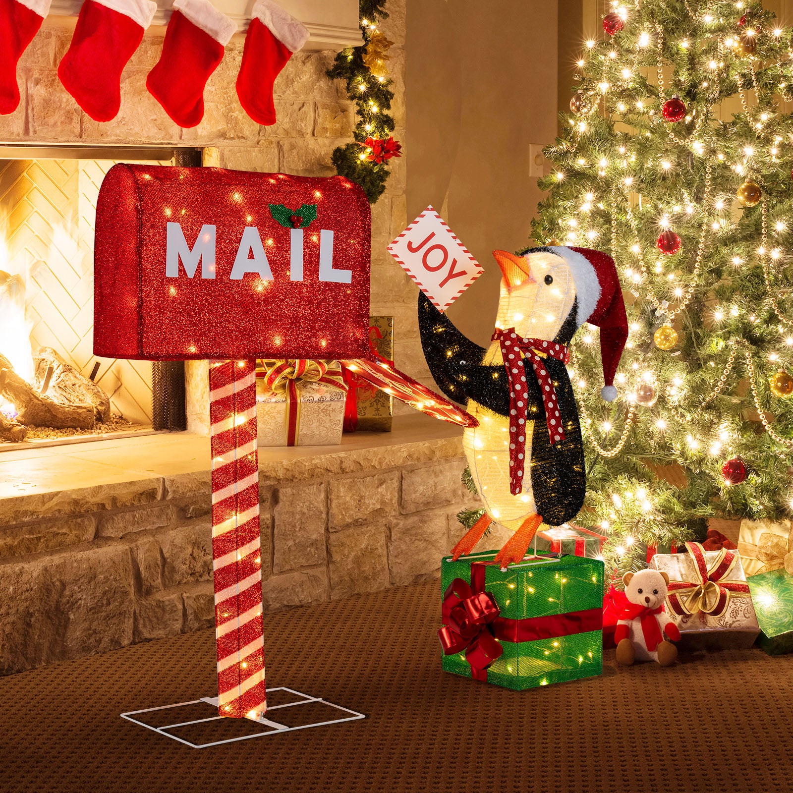 Lighted Christmas Mailbox, Penguin 3D Pre-Lit Holiday Decoration Christmas Decor & Accessories at Gallery Canada