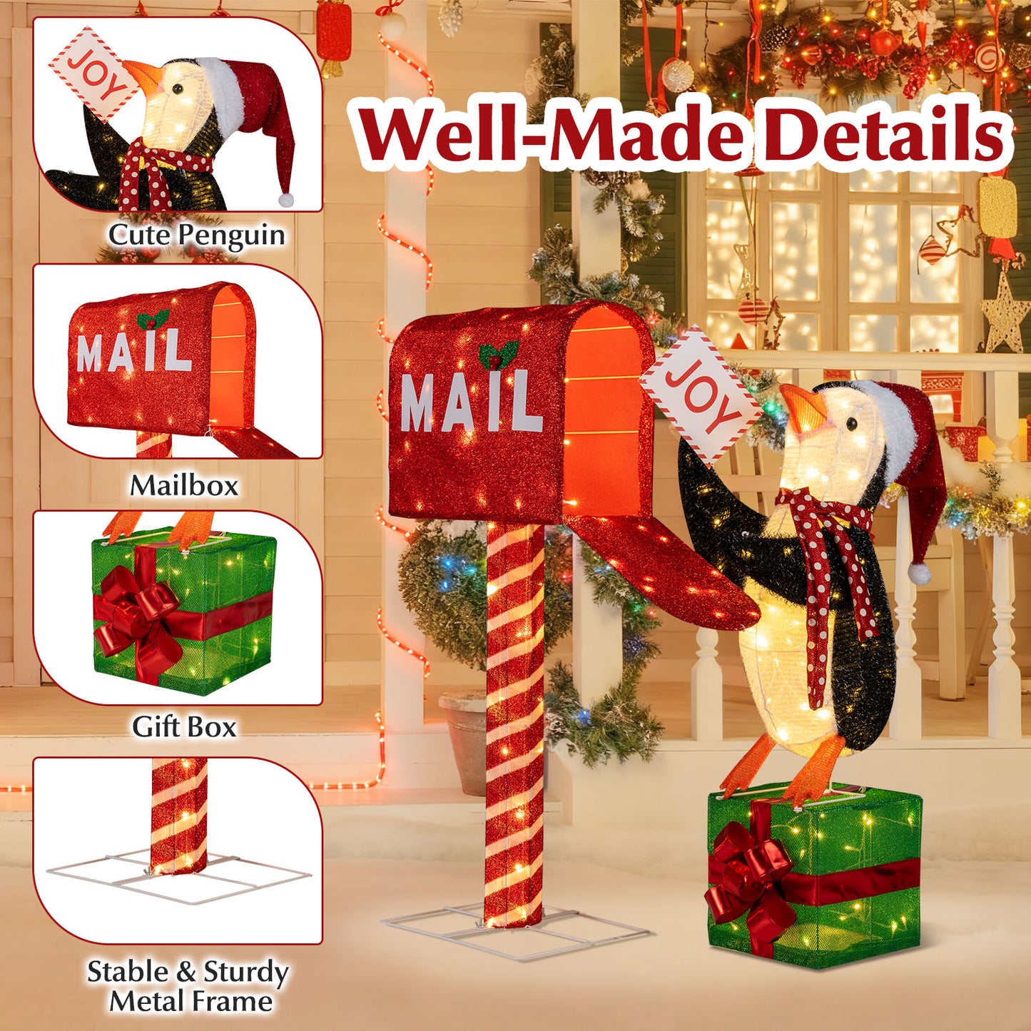 Lighted Christmas Mailbox, Penguin 3D Pre-Lit Holiday Decoration Christmas Decor & Accessories at Gallery Canada