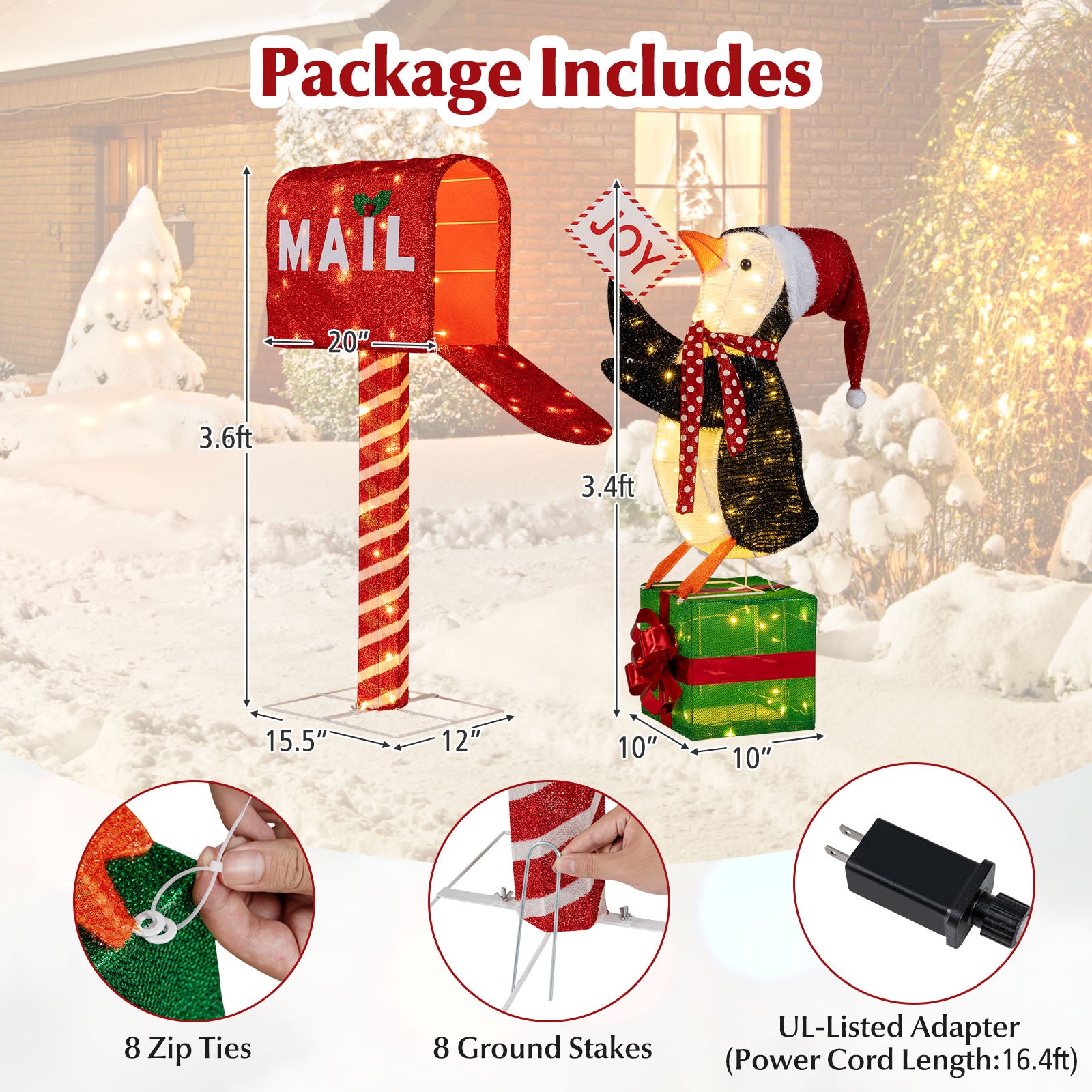 Lighted Christmas Mailbox, Penguin 3D Pre-Lit Holiday Decoration Christmas Decor & Accessories at Gallery Canada