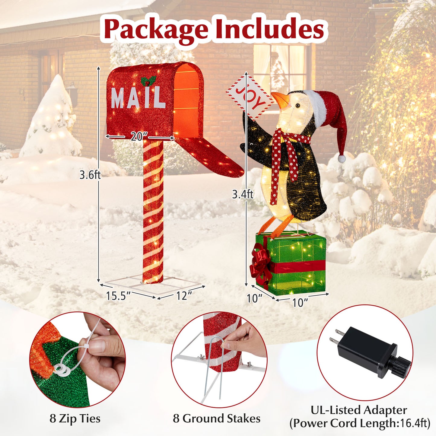 Lighted Christmas Mailbox, Penguin 3D Pre-Lit Holiday Decoration Christmas Decor & Accessories at Gallery Canada