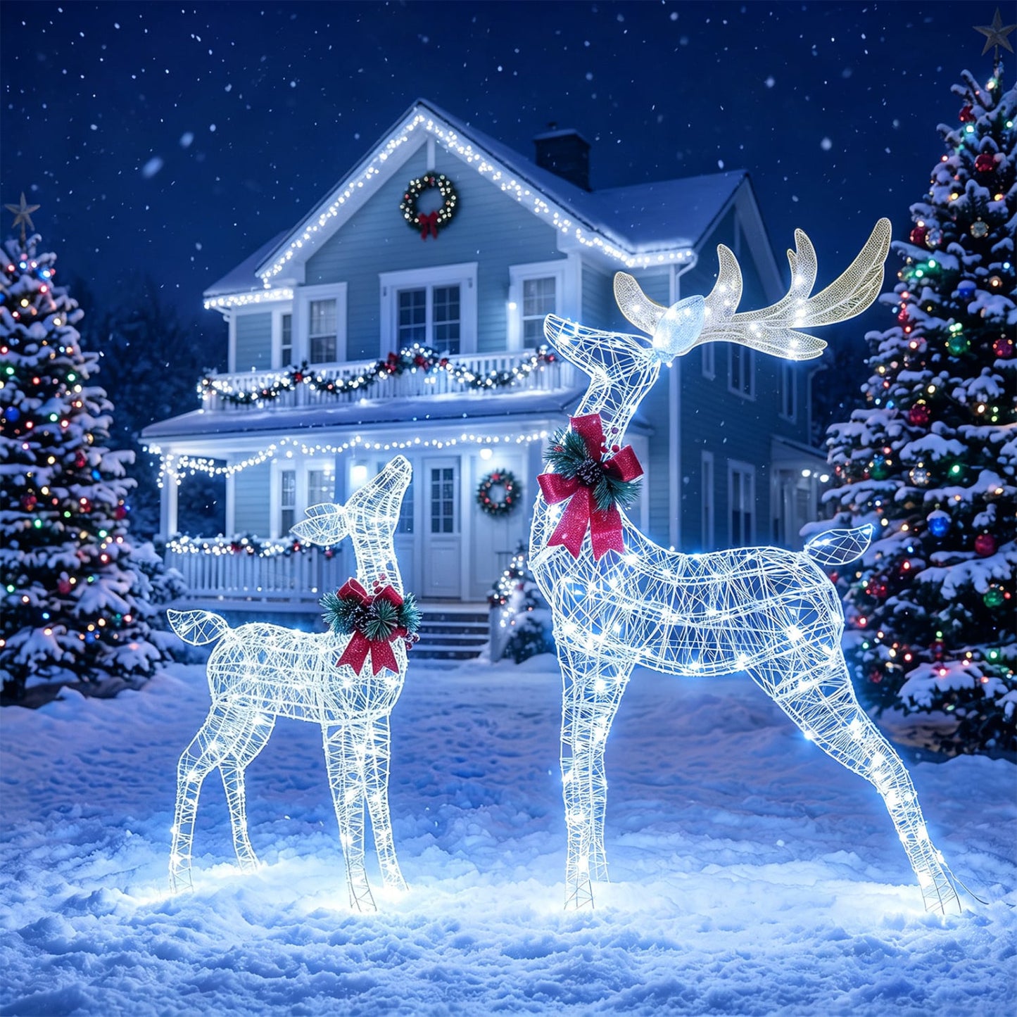Lighted Christmas Reindeer, 170 Cold LED, White