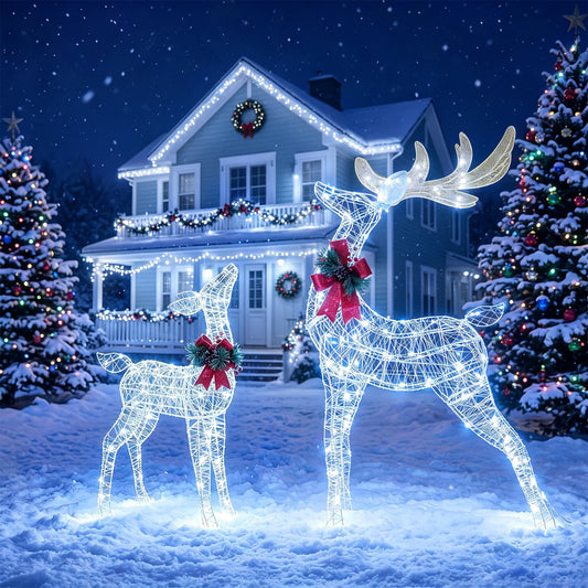 Lighted Christmas Reindeer, 170 Cold LED, White