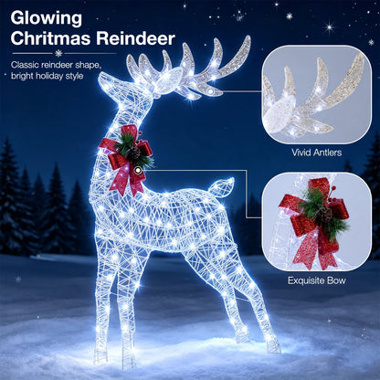 Lighted Christmas Reindeer, 170 Cold LED, White
