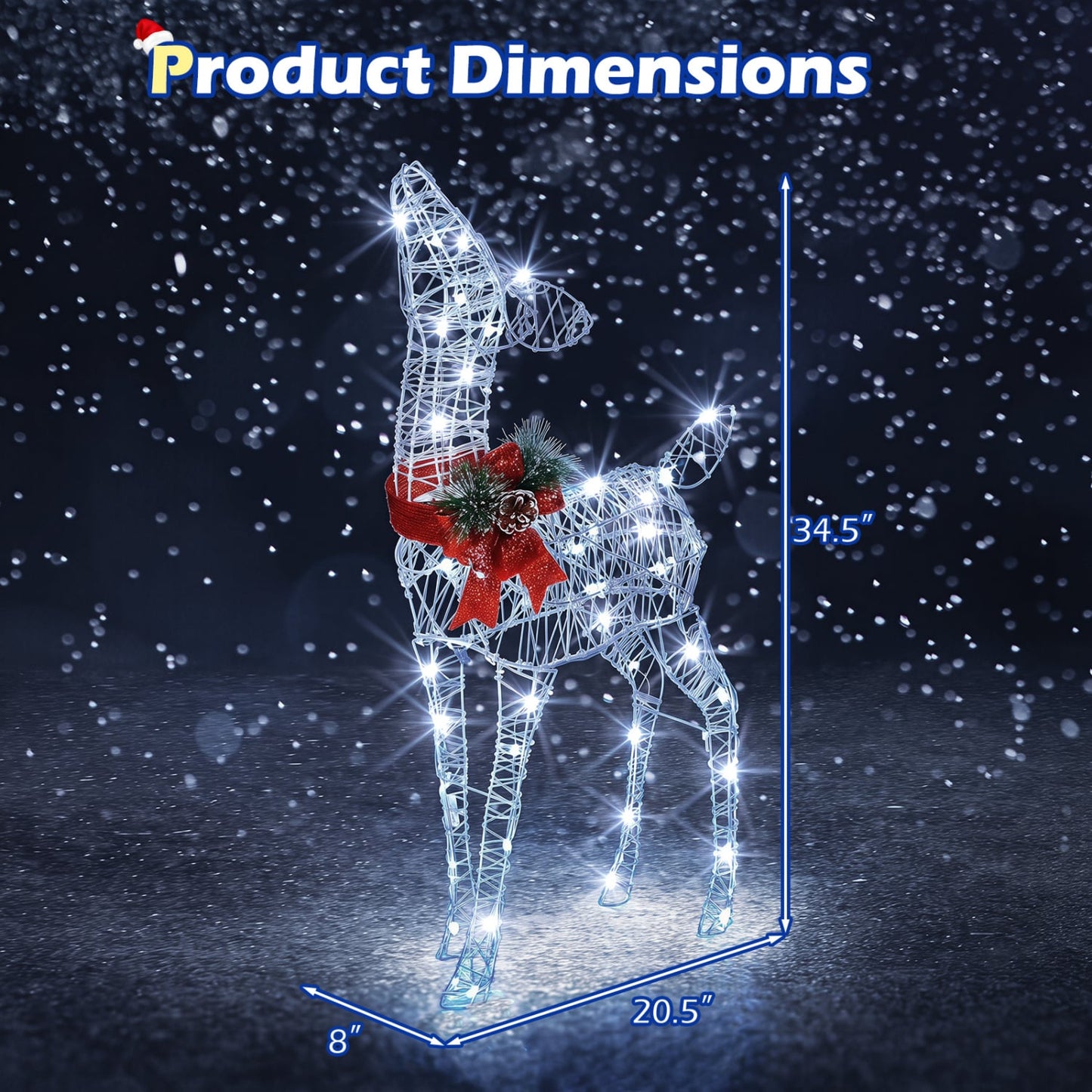 Lighted Christmas Reindeer, 170 Cold LED, White