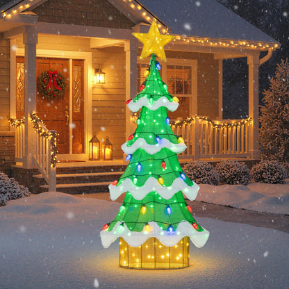 Lighted Christmas Tree Outdoor Indoor 3D Mesh Tree with 34 Colorful Strawberry Bulbs-M, Green Christmas Tree at Gallery Canada