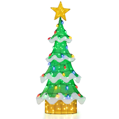 Lighted Christmas Tree Outdoor Indoor 3D Mesh Tree with 34 Colorful Strawberry Bulbs-M, Green