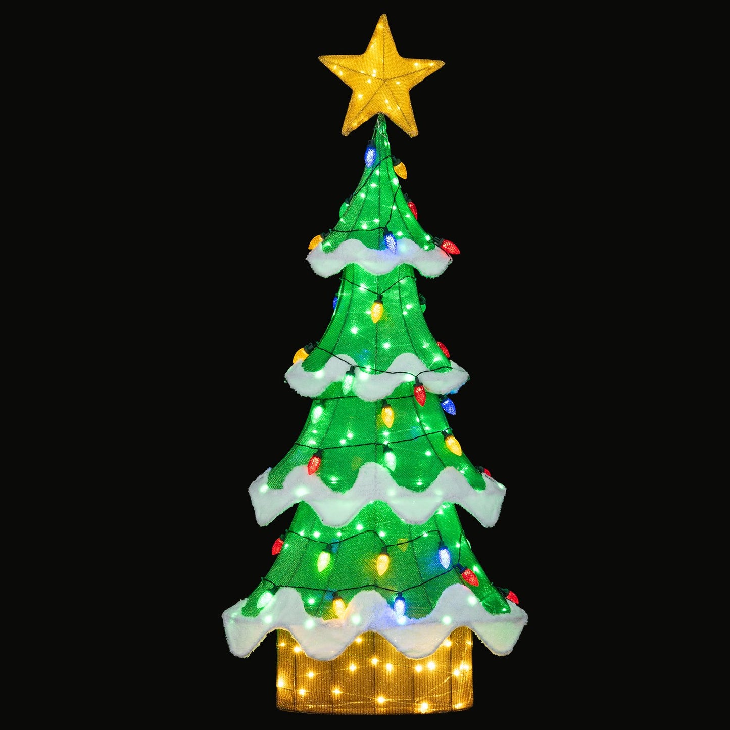 Lighted Christmas Tree Outdoor Indoor 3D Mesh Tree with 34 Colorful Strawberry Bulbs-M, Green Christmas Tree at Gallery Canada