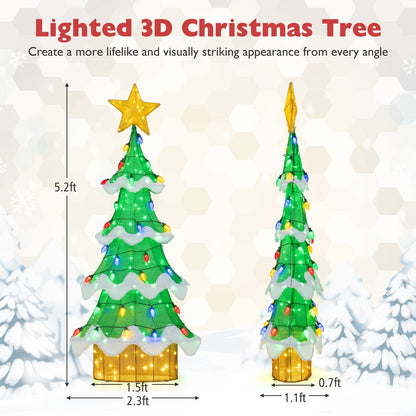 Lighted Christmas Tree Outdoor Indoor 3D Mesh Tree with 34 Colorful Strawberry Bulbs-M, Green Christmas Tree at Gallery Canada