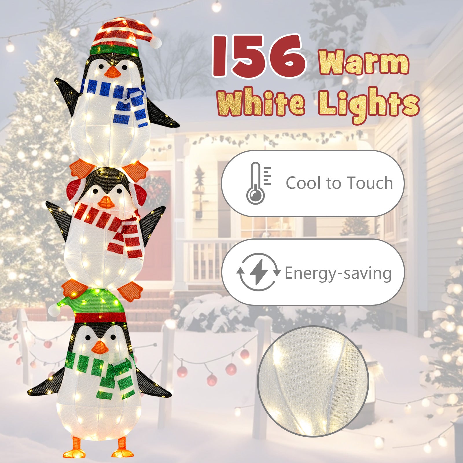 Lighted Penguins Decoration, Warm White Lights, Cute Hats, Multicolor Christmas Decor & Accessories at Gallery Canada