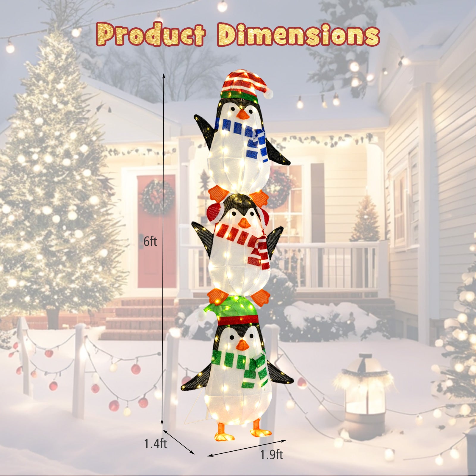 Lighted Penguins Decoration, Warm White Lights, Cute Hats, Multicolor Christmas Decor & Accessories at Gallery Canada
