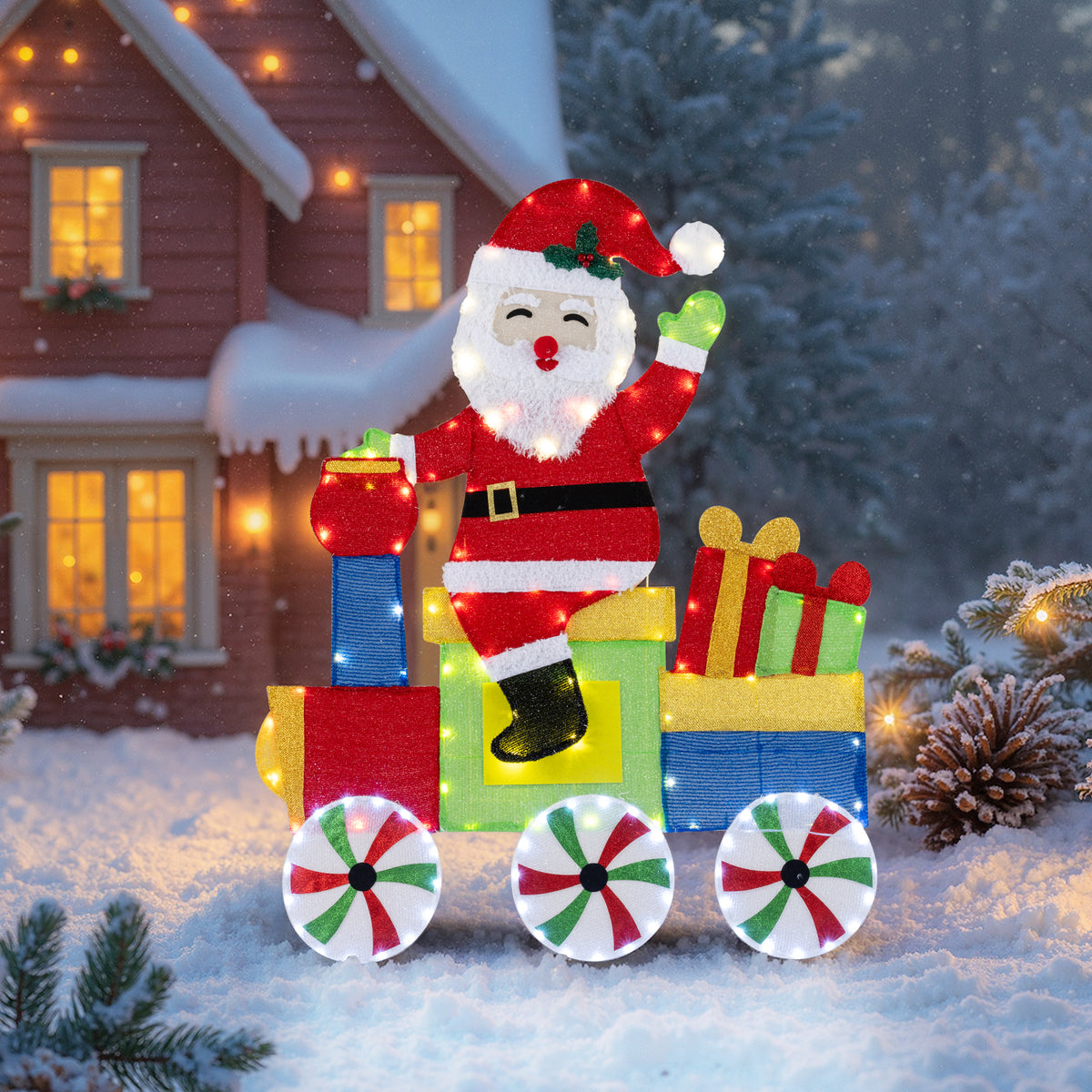 LED Santa On Train Christmas Decoration, Multicolor Christmas Decor & Accessories at Gallery Canada