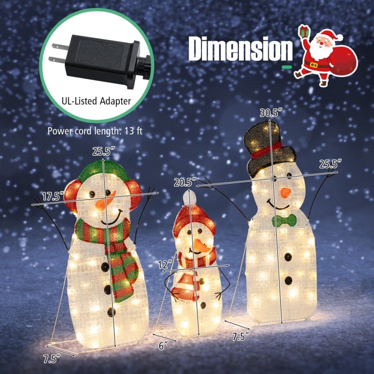 Lighted Snowman Family Christmas Decoration 3-Piece Pre-Lit 2D Snowman Set, Multicolor Christmas Decor & Accessories at Gallery Canada