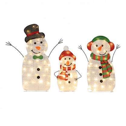 Lighted Snowman Family Christmas Decoration 3-Piece Pre-Lit 2D Snowman Set, Multicolor Christmas Decor & Accessories Multicolor at Gallery Canada